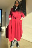 Sola Smart Tech Cowl Cocoon Dress Burgundy